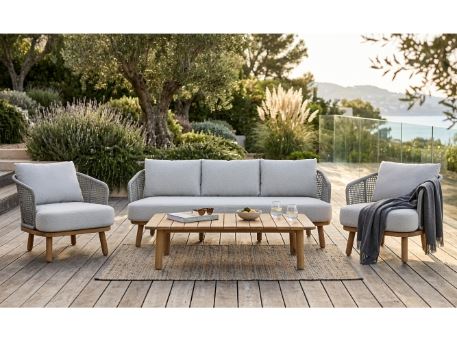ANYA-Grey Outdoor Eucalyptus Wood Set