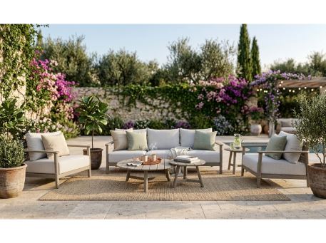 ALBI-Grey Acacia Wood Outdoor Set