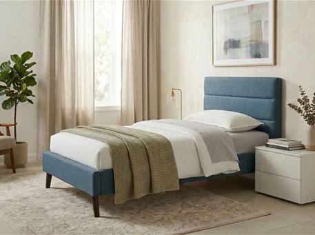 DORIA-Upholstered Single Bed Blue