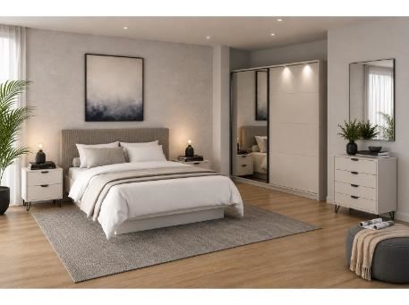 LUCCA-Upholstered Beige Master Bedroom