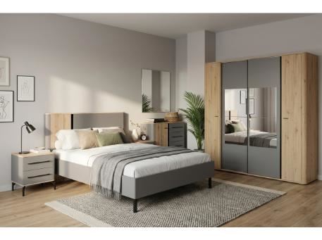 SINOP-Grey & Oak Wood Color Bedroom