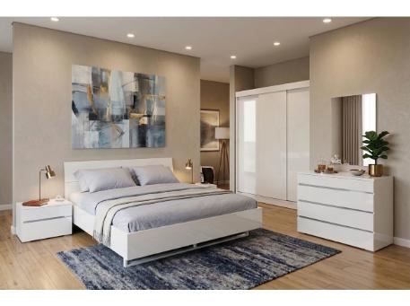 MANSION-Glossy White Double Bed Set