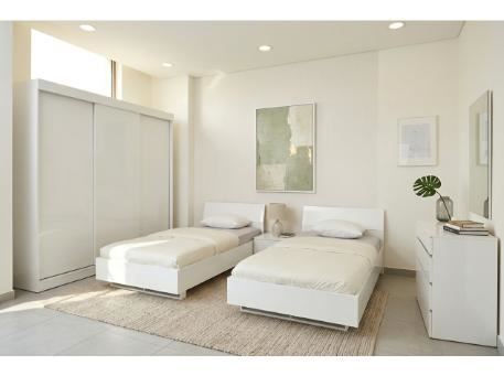 MANSION-Glossy White Single Beds Set