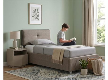MELANIA-Upholstered Single Bed With Mechanism