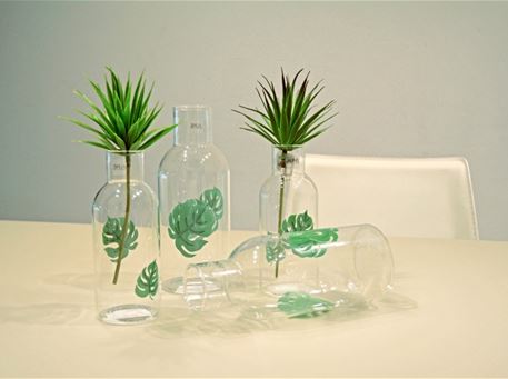 84349 - Vase Round Leaf Glass Transparent/Green Large