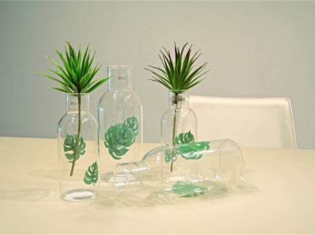 84349 - Vase Round Leaf Glass Transparent/Green Large