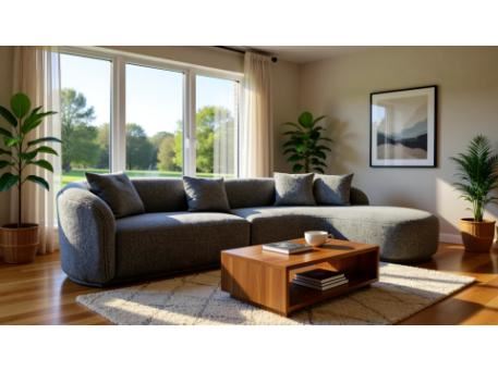 FLAKE - Grey Curved Modern Sofa 