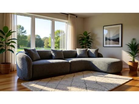 FLAKE - Grey Curved Modern Sofa 
