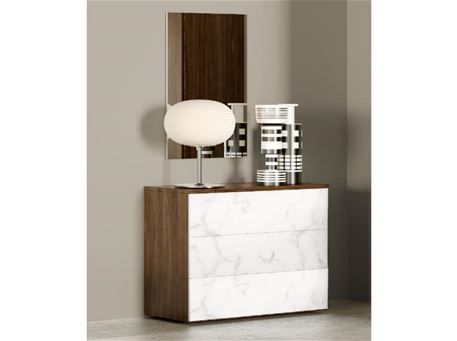 CARLOTTA WHT - White And Walnut dresser.