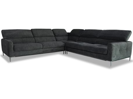 SERAP - Dark Grey Sectional Sofa With Adjustable Headrest