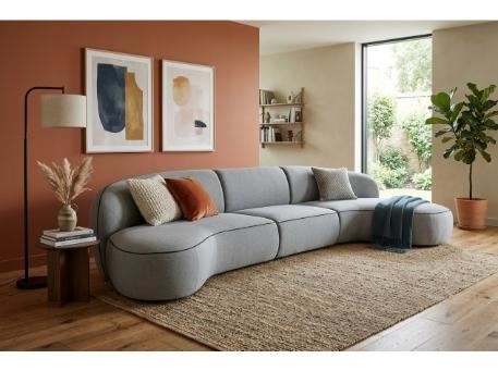 YVAN - Grey Curved Modern Sofa