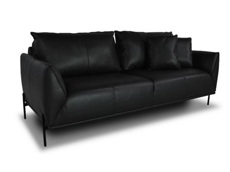 AMSTEL - Dark Grey Genuine Leather Sofa Set 
