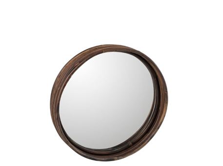 91328 - Rattan Round Tray Mirror