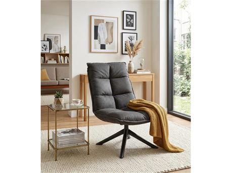 STORM - Anthracite Lounge Chair With Square stitching