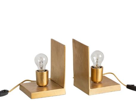 93227 - Golden Metal Book End With Light Bulbs