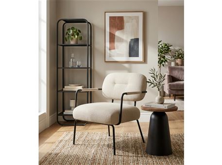 DILLON - Beige Lounge Chair With Metal Base 
