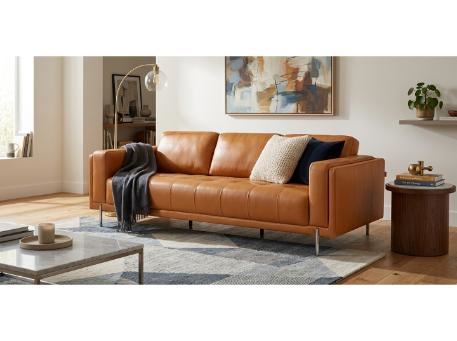 SHELTER - Genuine Leather 3 Seater Sofa