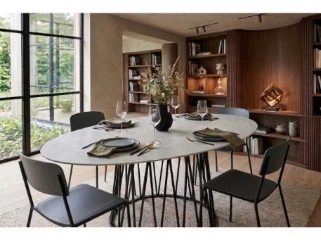 ASHLEY - Local Oval Ceramic Grey Top Dining Table