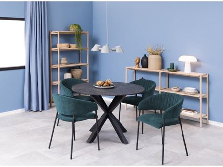 ANN - Dark Grey Dining Chair With Vertical Stitching