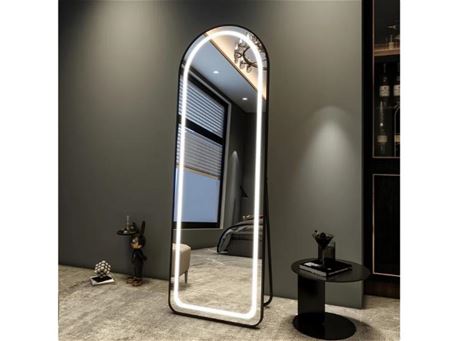 8139 - Black Standing Mirror With LED Light