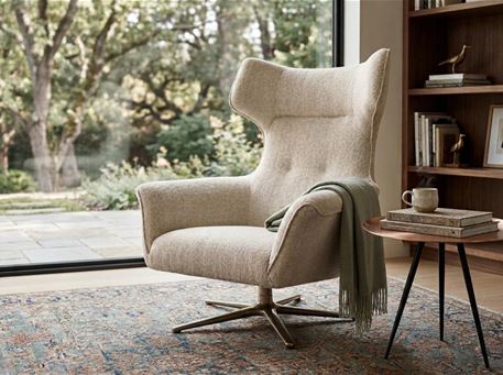 RANDALL - Beige Swiveling ArmChair