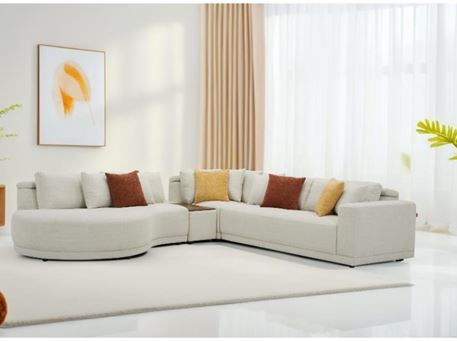 COLLECTIVE - Cream colored corner sofa with storage.