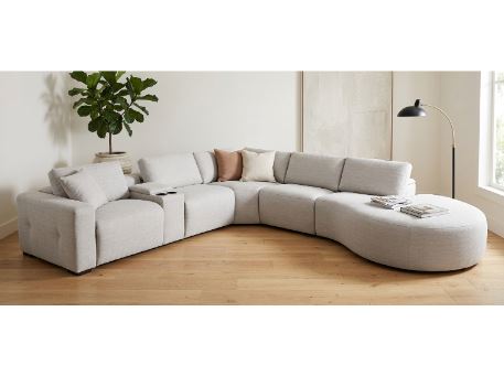 PARADISE - Light Grey Reclining Corner Sofa.