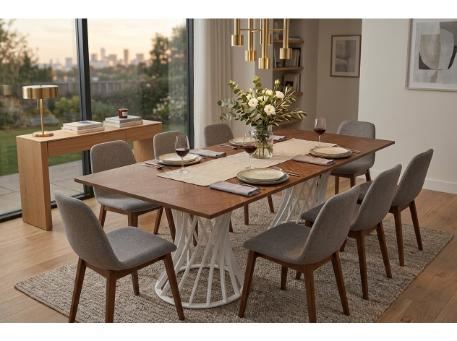 PURPOSE - Dining table, with wooden top.