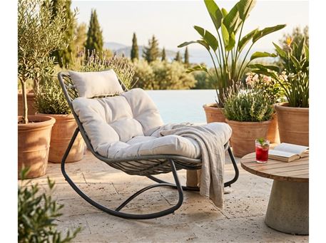 RC 2316 - Grey rattan rocking chair,