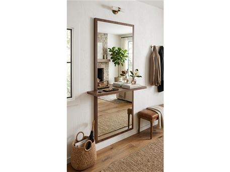 PONZA - Wall mounted mirror with console shelf.