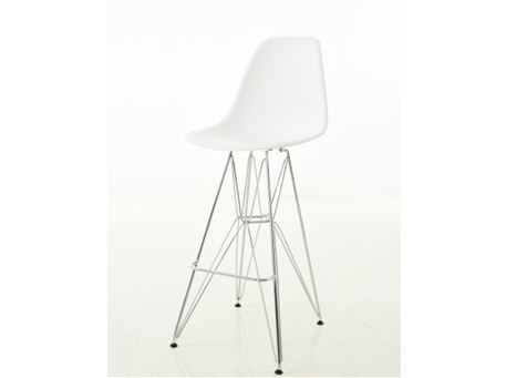 231Z - White Bar Stool With Chrome Legs