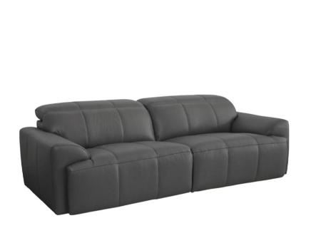 ORNATE - Top grain grey colored Leather sofa.
