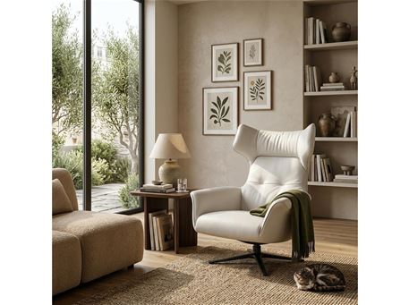 MODENA-Beige Leather  Swivel Chair 