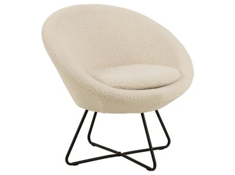 CENTER-Cream lounge chair with metal base