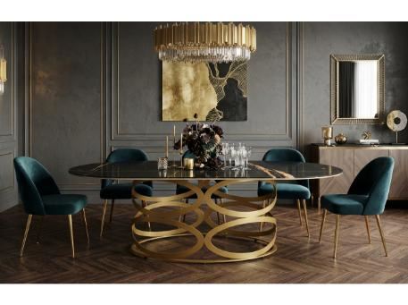 FRENCH-Oval Ceramic Top With Gold Metallic Base