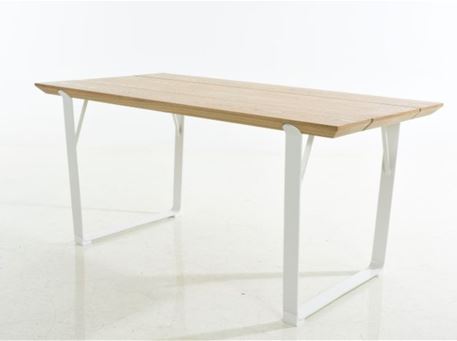 RT-1319 - Natural Wood Top With White Metal Legs