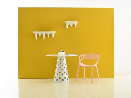 RT-1386 - Natural Wood Top With White Metal Leg