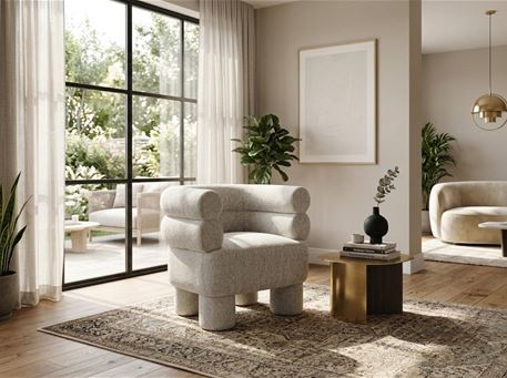 YONA-Soft Curves, Sculpted Comfort Armchair Beige