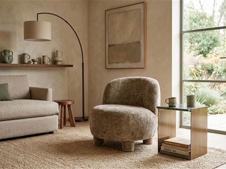 SALVO- Soft Curves Rounded Taupe Armchair 