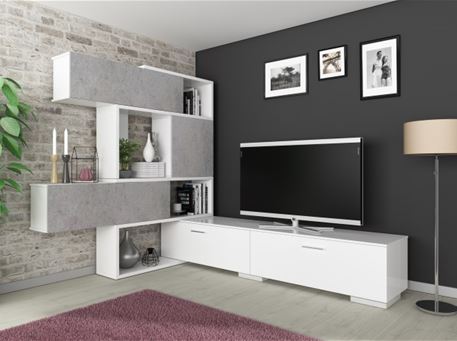 4K-8019 - Grey & White Tv Cabinet.