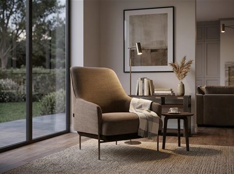 CHILL - HB - High Back Brown Fabric Armchair