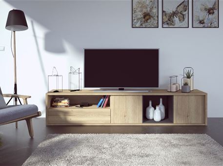 1474 - Low Light Oak Tv Cabinet