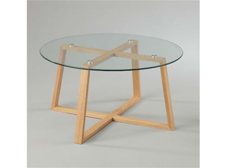 BACCARI - Clear Round Glass Top Coffee Table 