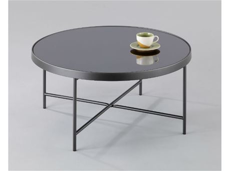 BENIGNI - Grey Round Coffee Table With A Grey Mirror Top 