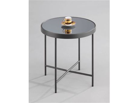 BENIGNI - Grey Round Coffee Table With A Grey Mirror Top 