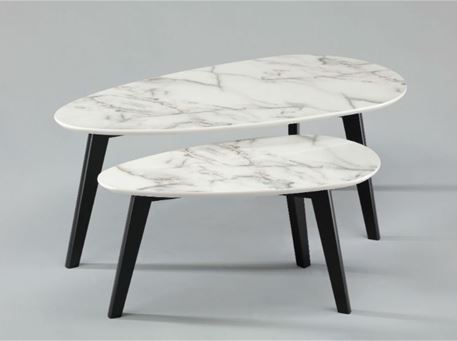 AZEGLIO - Set Of 2 Nesting Coffee Tables With Marble-Like Finish