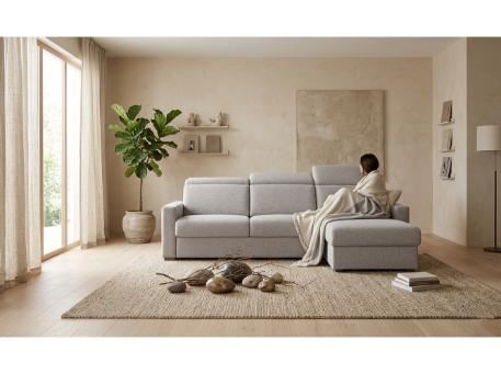 BL012-ASH- Corner Sofa Bed With Built-In Mattress