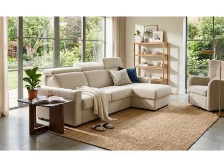 BL012-LINEN- Corner Sofa Bed With Built-In Mattress