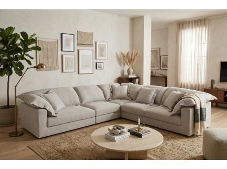 SYBIL-Grey Corner with Fluffy Back Seats