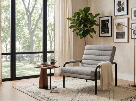 RETREAT-Modern Greige Armchair With Metal Base